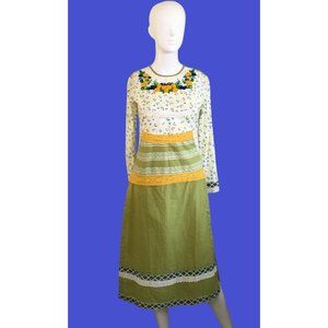 East Indian Special Occasion Midi Dress with Long Sleeves 23" Slit Size XS/S